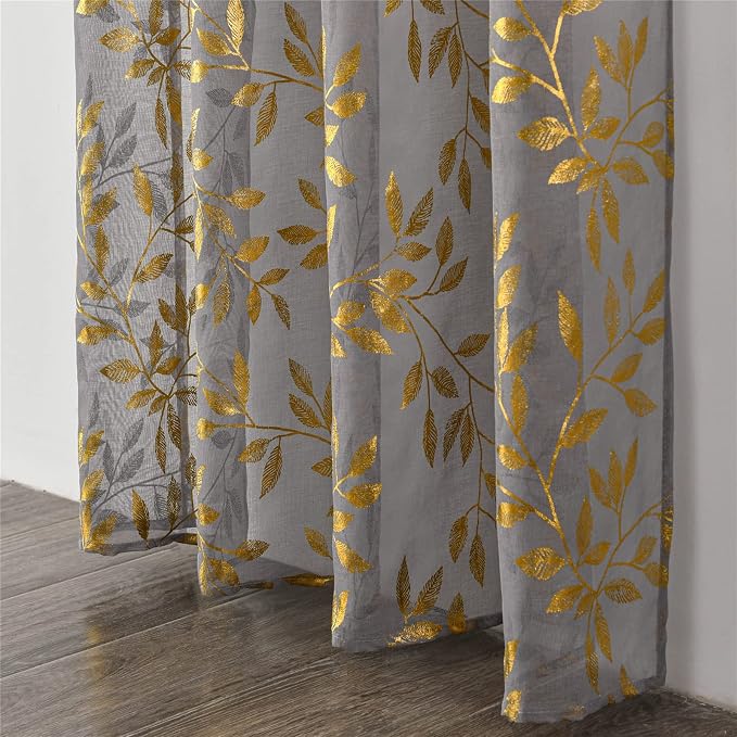 Sutuo Home Grey Sheer Curtains 96 Inches Long 2 Panels Set, Privacy Window - Image 5