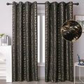 Taisier Home Gold Foil Print Linen Textured Curtains Geometric Dots Pattern by TaisierHome