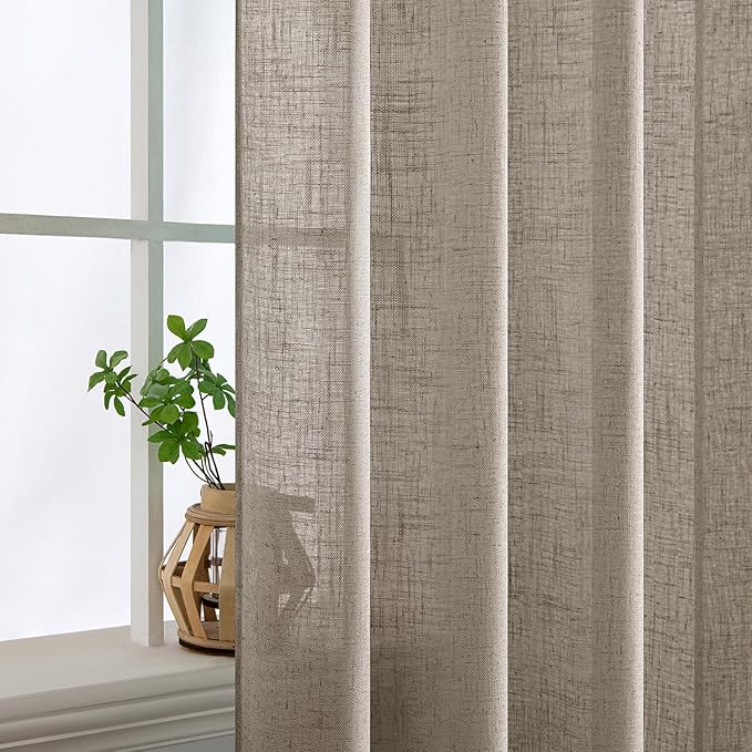 MIULEE Burlywood Birch Linen Curtains 52x90 Inch Long 2 Panels - Image 5