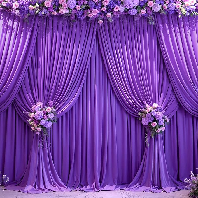 4 Panels Purple Backdrop Curtains - Image 4