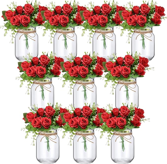 XunYee 10 Set Mason Jars for Centerpieces, Romantic Table Centerpiece Decor by XunYee