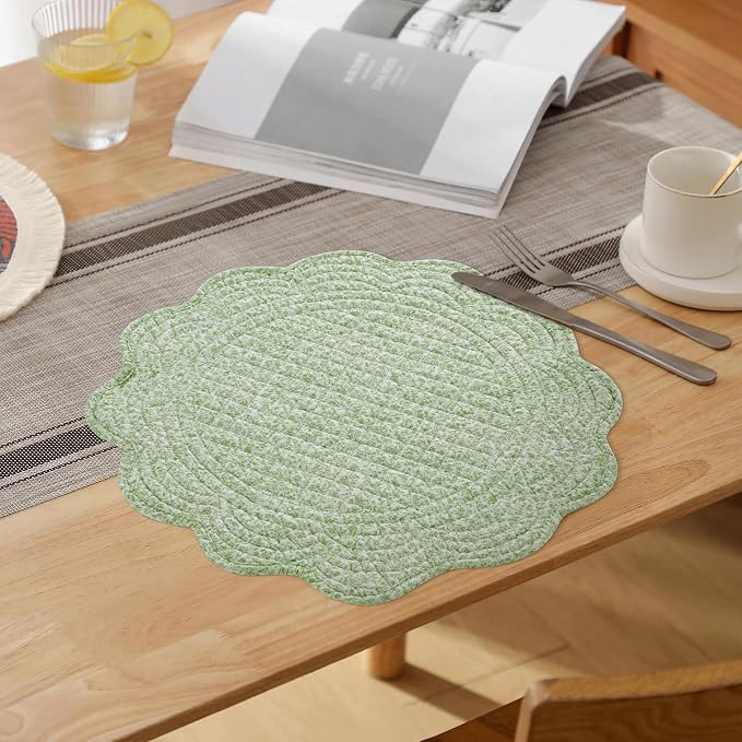 HOMBYS Quilted Placemats Set of 6 Washable Round Placemats - Image 7