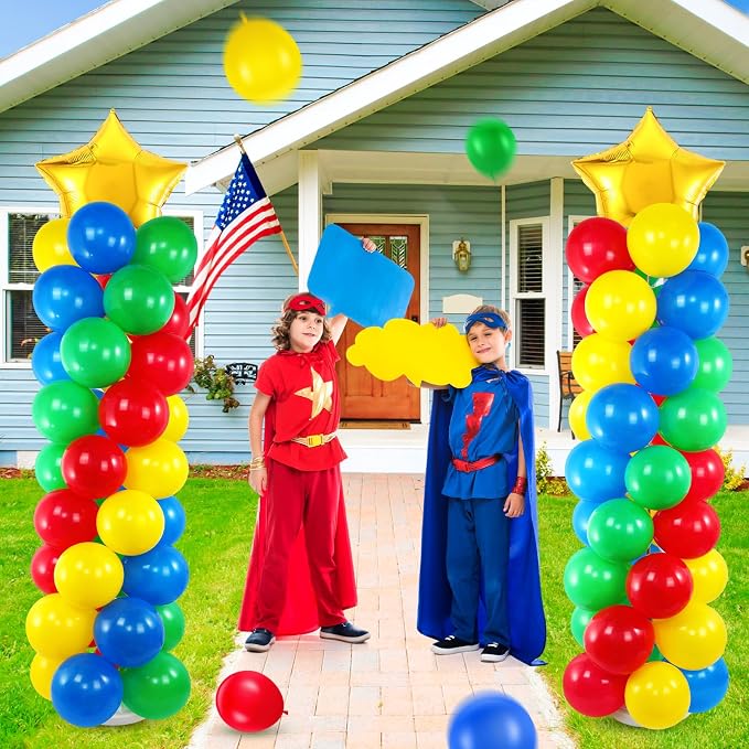 Seematn 2 Sets Balloon Stand Kit Hero Themed Party Decor 142 Pcs Adjustable - Image 2