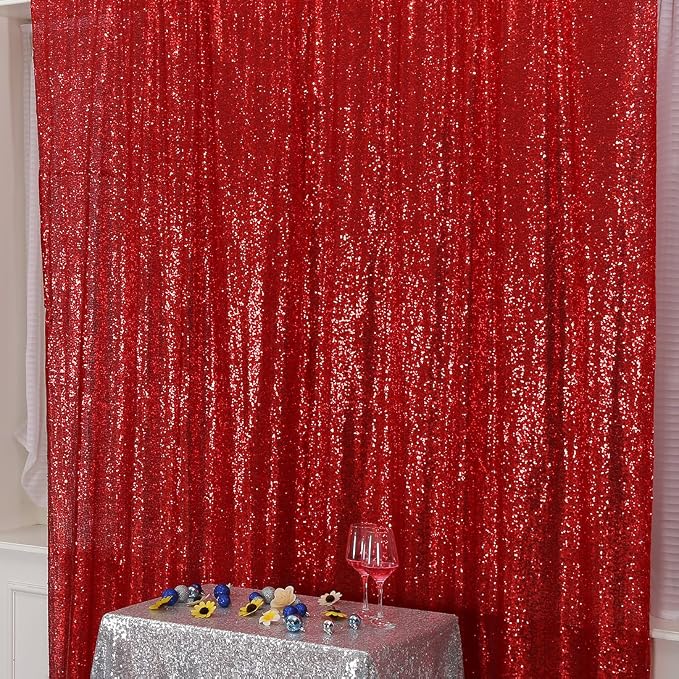 Poise3EHome Red Sequin Backdrop, 5FT x 7FT Glitter Photography Background - Image 3