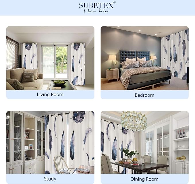 SUBRTEX Boho Leaf Printed Curtains 95 inch Long 2 Panels, Room Darkening - Image 6