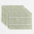 Wracra Cotton Linen Place Mats, Sage Green Embroidered Placemats Set of 6 | by Wracra