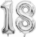 Silver 18 Number Balloons, 40 Inch Giant Number 18 Balloons Foil Mylar Helium by Lovoir