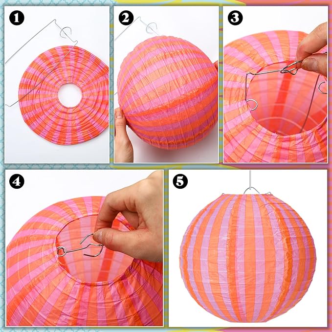 Baquler 12 Pcs Pool Party Hanging Lanterns Decorations, 8 Inch Round Paper - Image 3