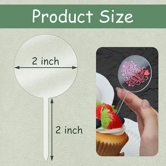 Blank Acrylic Cupcake Toppers, 50 Packs Round Cupcake Topper - Image 3