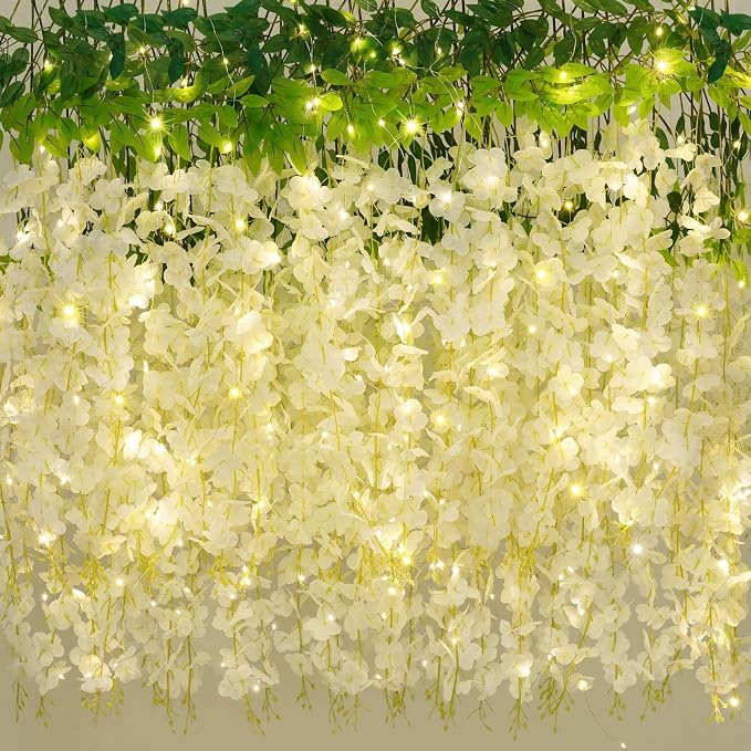 60 Pack White Wisteria Hanging Flowers, Fake Hanging Flowers - Image 5