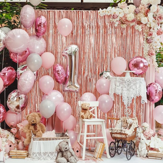 5 Pack 3.3 x 9.9 ft Rose Gold Fringe Backdrop Streamers Party Decorations | - Image 5