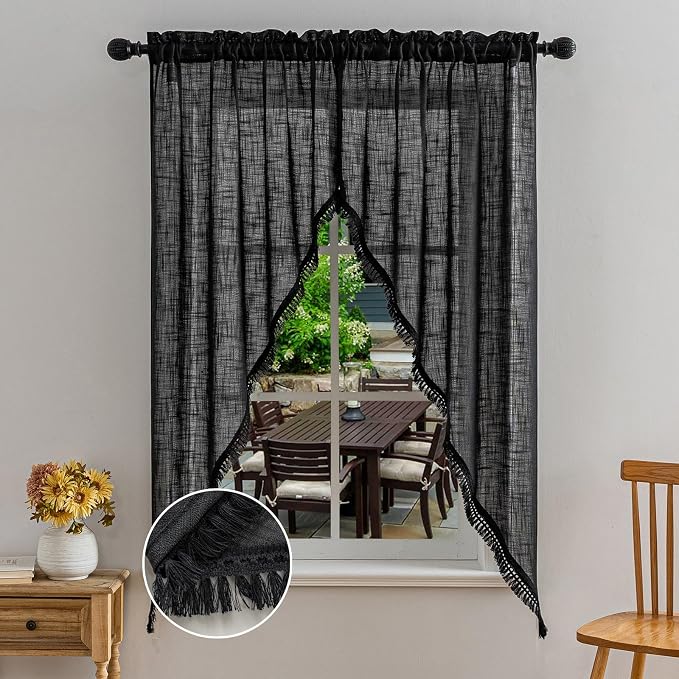 Beda Home Tassel Linen Textured Swag Curtain Valance by BedaHomeBedaLife