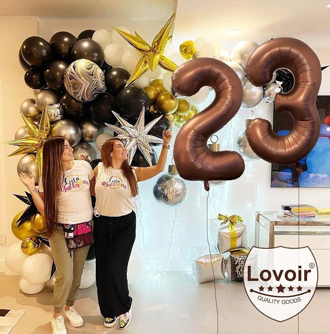 40 Inch Coffee Brown Number 9 Balloon Large Size Jumbo Digit Mylar Foil Retro - Image 8