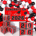 Graduation Decorations 2026 Black Red and White Balloon Boxes, Class of 2026 by Unknown