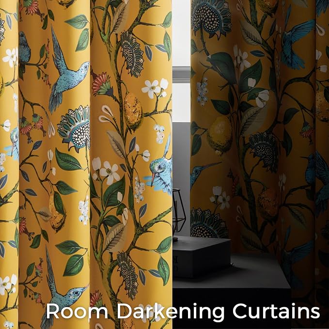 Topfinel 48 Inches Long Short Mustard Yellow Blackout Curtains - Image 4