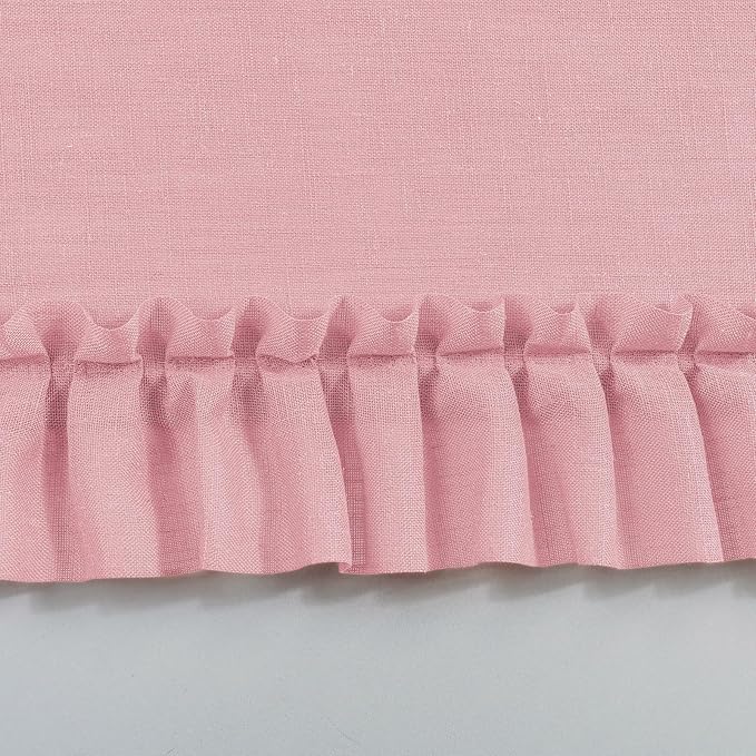 Blush Pink Linen Ruffled Curtains Girls Room 58 x 72 Inch, 2 Panels | Rod Pocket - Image 8
