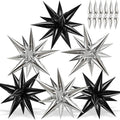 72 PCS Black and Silver Star Balloons, Large 26 Inch Foil Spike Balloons by GCTWFYK