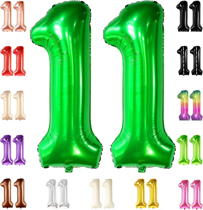 KatchOn Dark Green Number 11 Balloon 40 Inch, 11th Birthday Balloon Decor | by KatchOn
