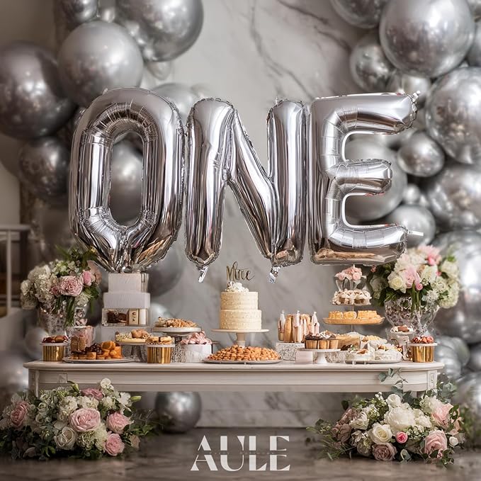 AULE 40 Inch Silver H Balloon Letter Foil A-Z Birthday Big Alphabet | Birthday - Image 4