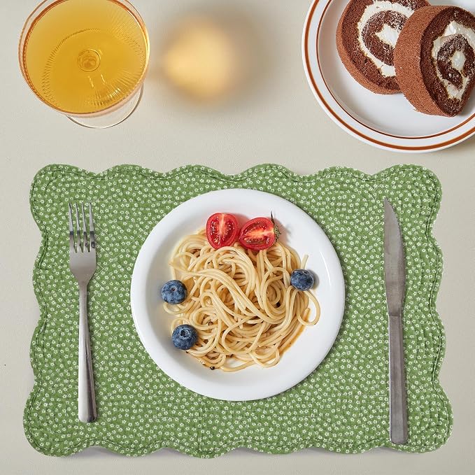 HOMBYS Quilted Placemats Set of 6 Washable-13x18 inches Rectangular Placemats - Image 4