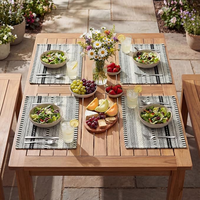 Artoid Mode Black Farmhouse Woven Braided Stripe Placemats Set of 4, 12x18 Inch - Image 5