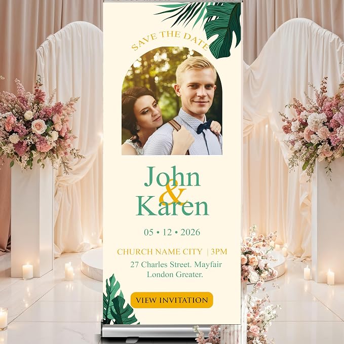 Custom Banner for Weddings READY IN 24HRS Choose your Design Retractable Banner - Image 5