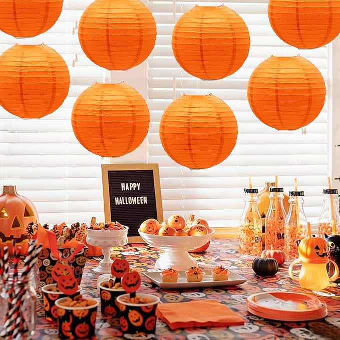 Orange Paper Lanterns Hanging Chinese Round Lanterns - Image 4