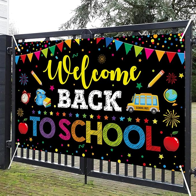 Welcome Back to School Backdrop, 72 x 44 Inch First Day of School Banner | - Image 7