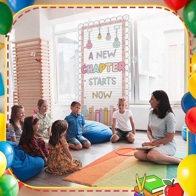 HunnmingRe Classroom Door Banner Decor a New Chapter Starts Now Back to School - Image 5