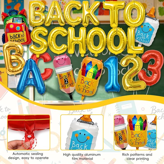 Back to School Balloons, Back to School Decorations Letter Balloons Banner | - Image 3