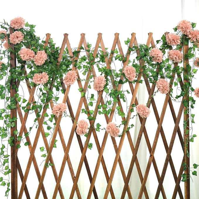 Pink Tissue Paper Pom Pom Garlands, Paper Flowers - Image 7