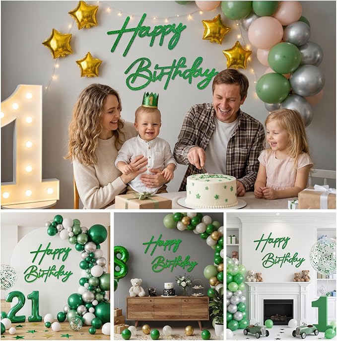Green Happy Birthday Sign for Backdrop - Image 7