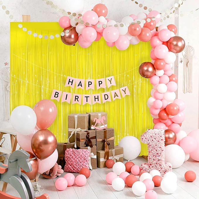 Macaron Yellow Metallic Tinsel Foil Fringe Curtains, Halloween Decor, Foil - Image 6