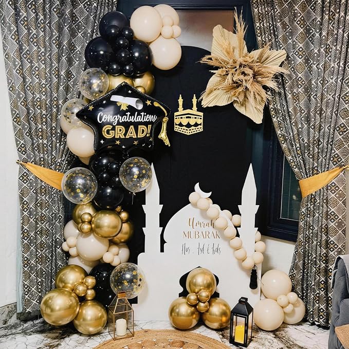 Black and Gold Balloons Graduation Balloon - Image 4