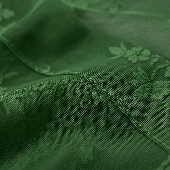 Kotile Short Dark Green Lace Curtains - Image 6