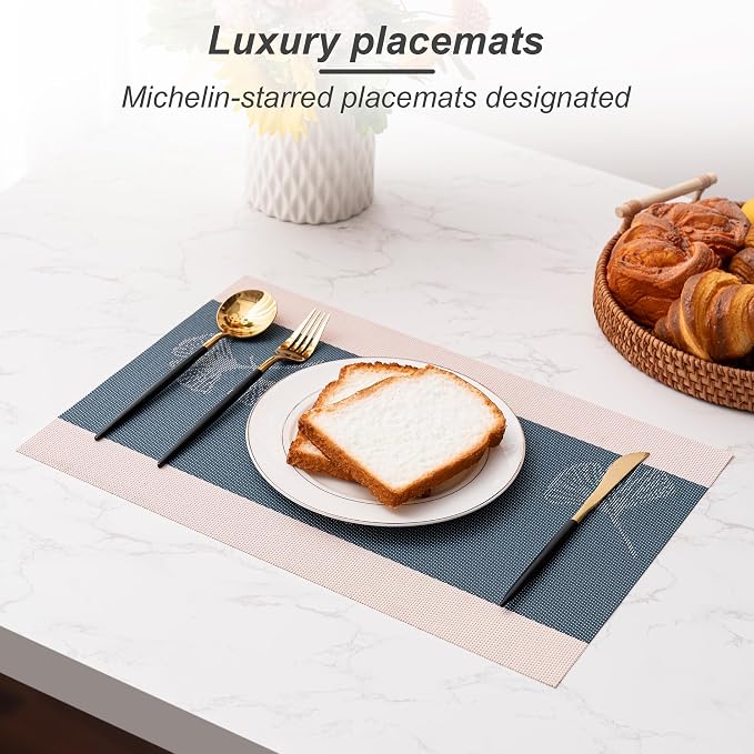 Placemats Set of 6 Washable Indoor | Outdoor Vinyl Place Mats - Image 5