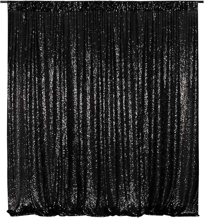 Poise3EHome Black Sequin Backdrop, 10Ft x 10Ft Glitter Photography Background by Poise3EHome