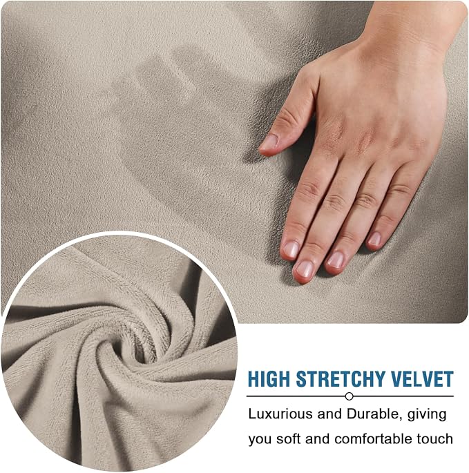 H.VERSAILTEX Modern Velvet Plush 4 Piece High Stretch Sofa Slipcover Furniture - Image 5
