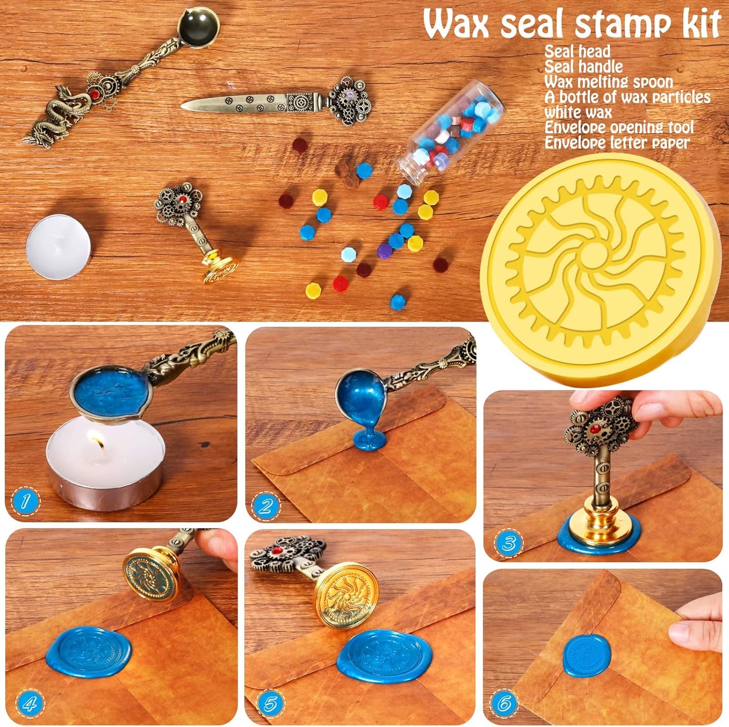 Quill and Ink Set With Quill and 5 Replaceable Nibs, Seal Stamp, Spoon, Wax Beads, White Wax, Pen Holder, Cup, Envelope, Letter Paper, Envelope Tool(purple)