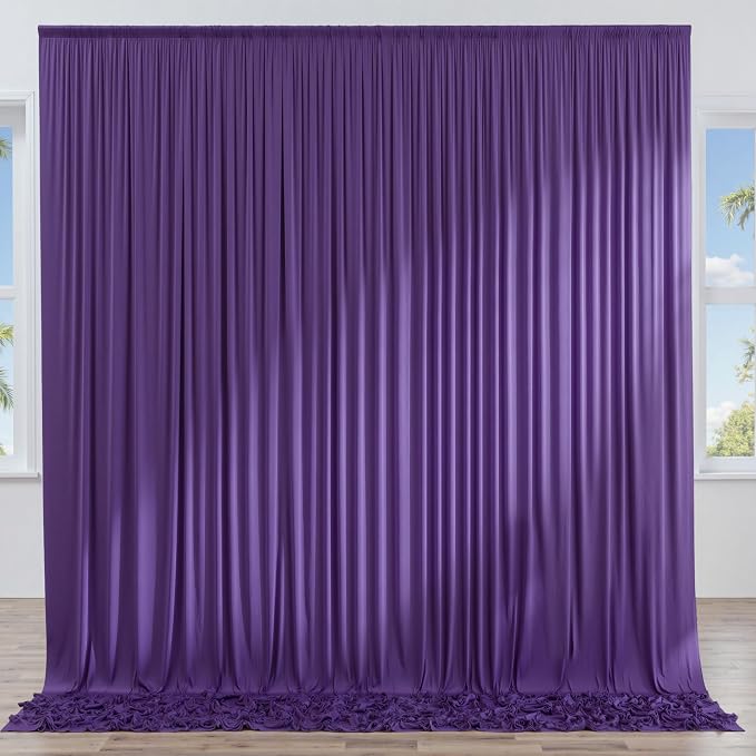 10x8 ft Wrinkle Free Purple Backdrop Curtains - Image 5