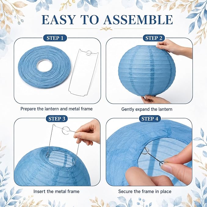 15 Pack Dusty Blue Paper Lanterns - Image 7