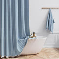 60 x 84 Boho Farmhouse Linen Heavy Duty Cloth Shower Curtain Set, 330GSM Linen by ShowerCurtain