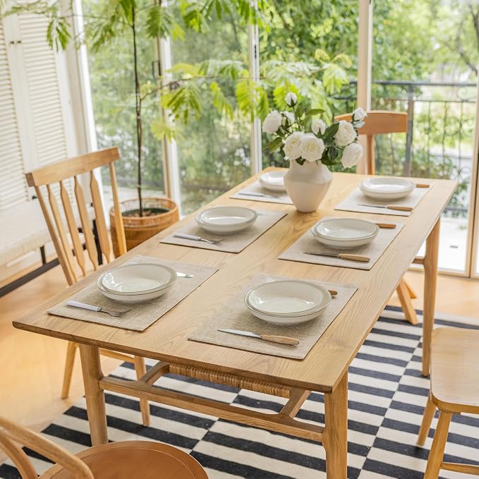 Demetex Linen Textured Placemats Set of 8 Farmhouse Table Place Mats Wipeable - Image 6