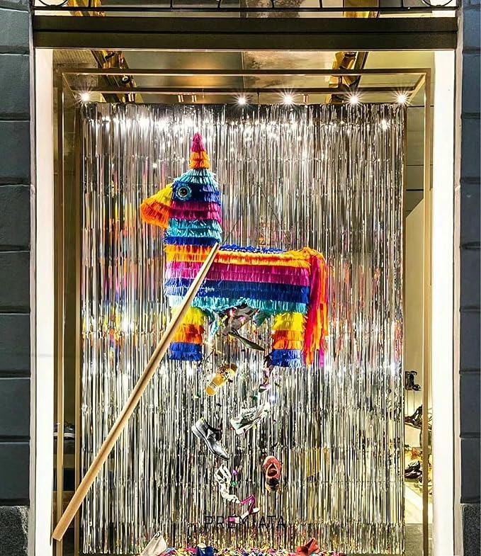 GOER 3.2 ft x 8.2 ft Metallic Tinsel Foil Fringe Curtains Party Photo Backdrop - Image 4