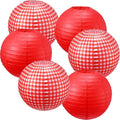 Blulu 6 Pcs Red Gingham Picnic Party Decorations Kit 12 Inch Checkered Round by Blulu