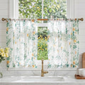 MYSKY HOME Green Floral Sheer Cafe Curtains 36 Inches Long by MYSKYHOME