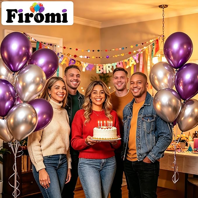 Firomi Metallic Chrome Silver Balloons 12-inch 100 Pack | Thicken Helium Shiny - Image 6