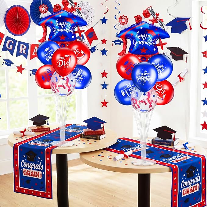 Jenaai Red and Blue 27 Pcs 2026 Graduation Balloon Centerpiece - Image 2
