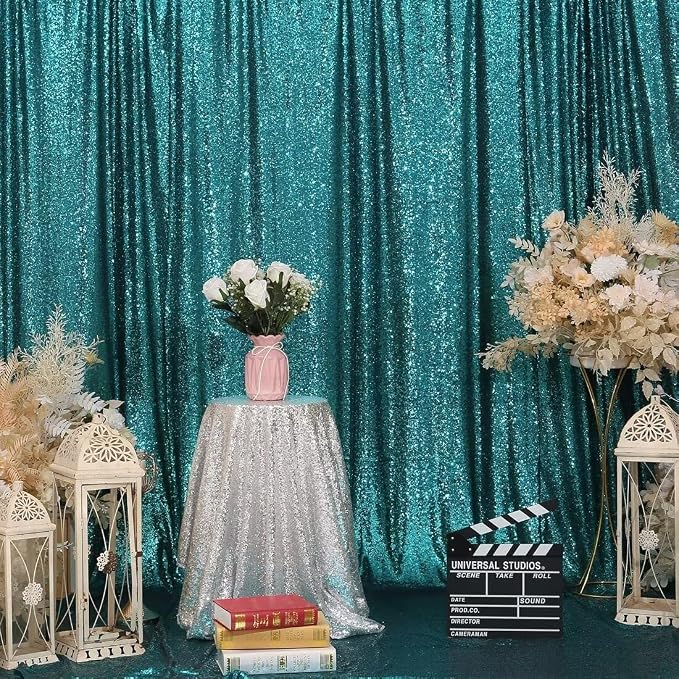 Eternal Beauty Teal 3mm Sequin Backdrop 8x10 Ft - Image 4