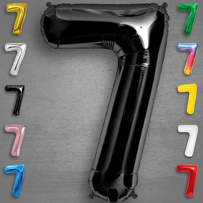 Black Number Balloon 7 Mylar Foil Balloons 16 inch Small - Image 6